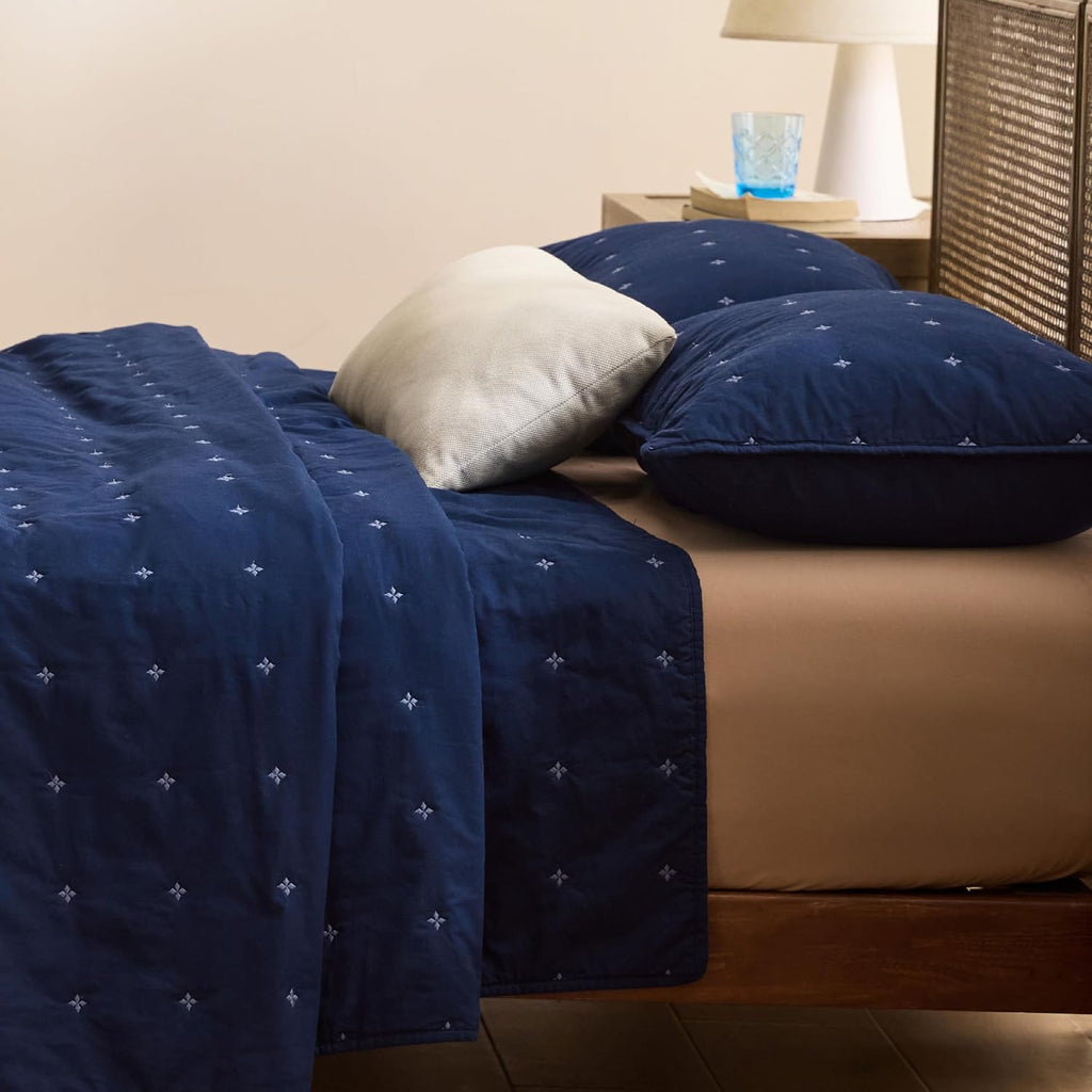 100% Cotton Quilt Set - Bedspread, Lightweight Soft Bed Coverlet, PureWoven, 3-Piece Cozy Stitching Comforter
