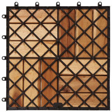 Acacia Hardwood Decking Tiles 12x12 Inch, 10 Pack Interlocking Wood Flooring for Indoor Balcony Patio Porch, Varnished