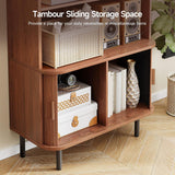 71" Tall Bookshelf, 4-Tier Bookcase with Storage Cabinet & Adjustable Storage Shelf