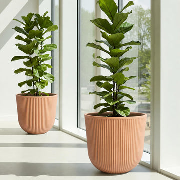 Large Outdoor Planters, Terracotta Plastic Round Plant Pots Set of 2
