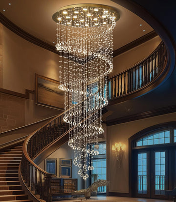 W40 x H118 Inches Crystal Glam Chandelier Long Light Chandeliers with Dimmable Light Bulbs Gold High Ceiling Pendant Light Fixtures for Foyer Entryway Living Room Stair Large