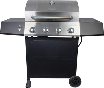 4-Burner Propane Gas Grill, 44,000 BTU Stainless Steel BBQ Grill with Cast Iron Grates, Side Tables, and Large Cooking Area for Outdoor Patio