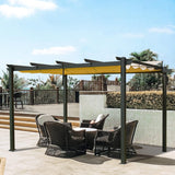 10’ X 13’ Outdoor Retractable Pergola with Weather-Resistant Canopy Aluminum Garden Pergola Patio Grill Gazebo