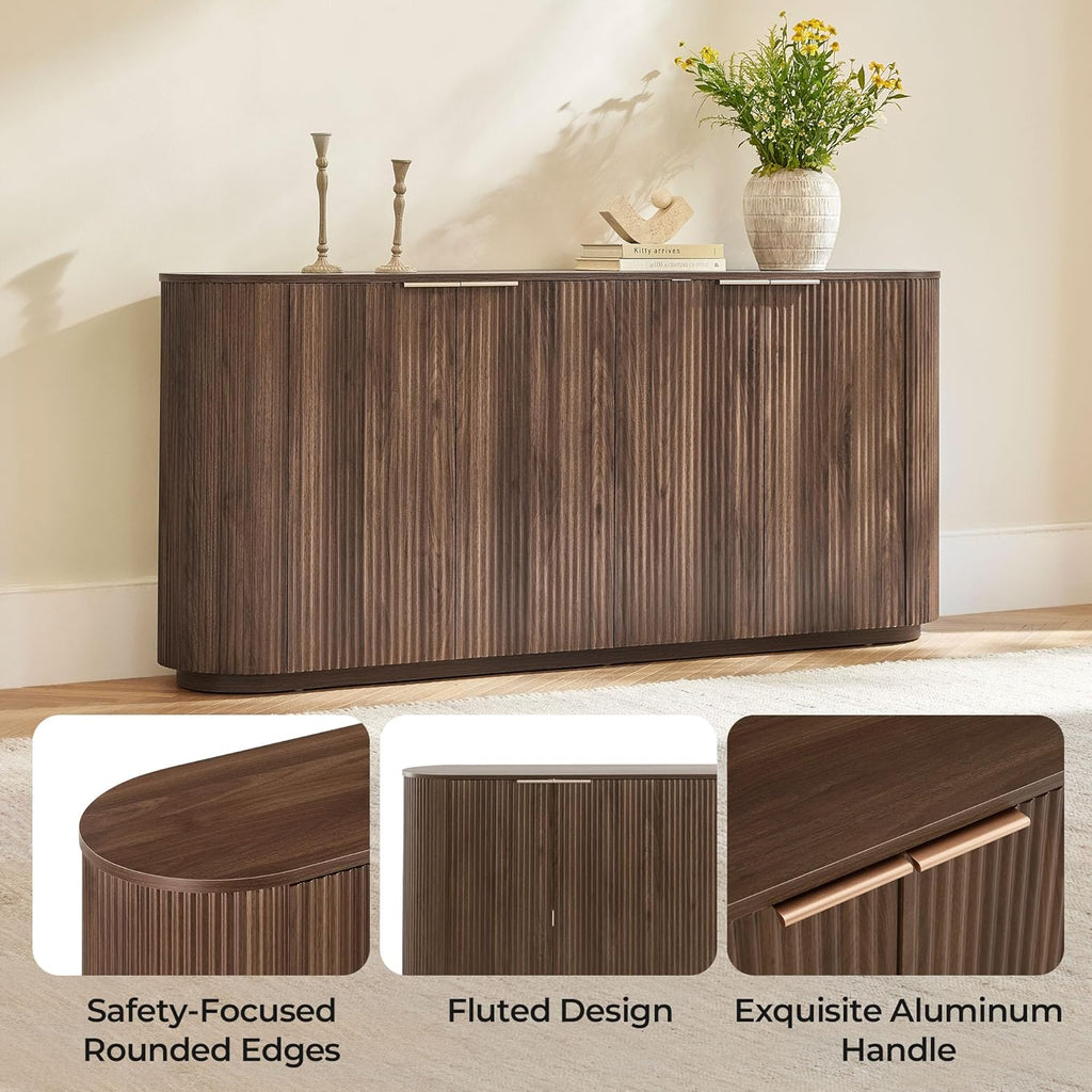 70" Sideboard Buffet Cabinet with Storage, Living Room Accent Cabinet with Doors and Adjustable Shelves, for Bar