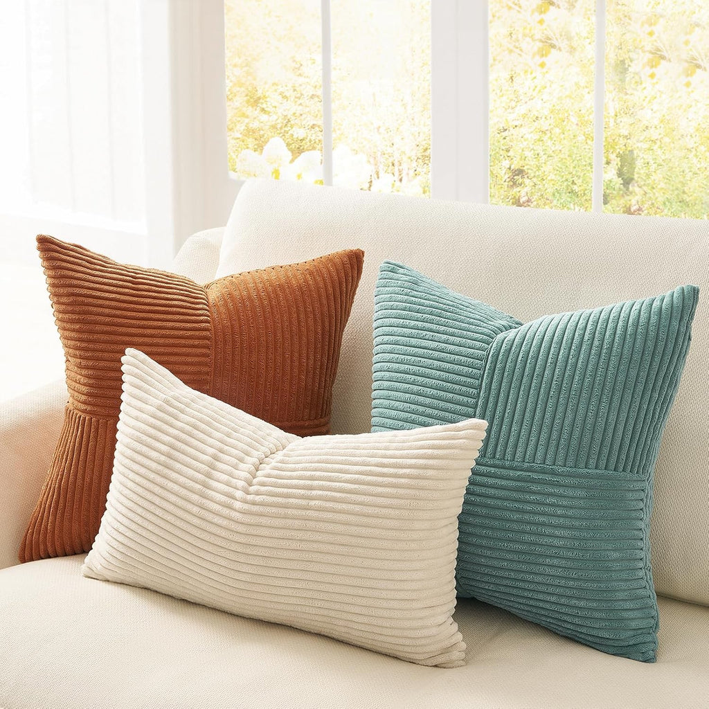 Decorative Teal Orange Throw Pillow Covers Set of 4,Boho Pillow Covers Soft and Cozy Velvet Double-Sided Designs,Mix