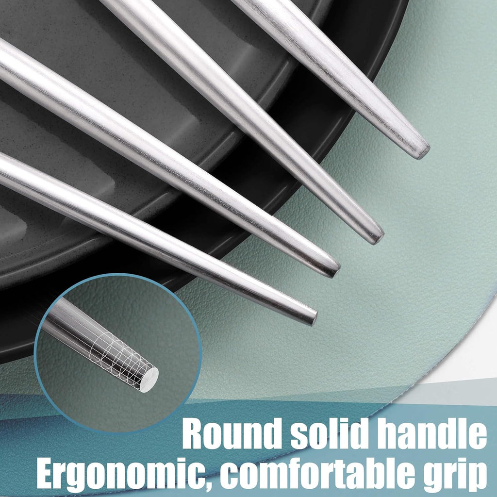 Matte Silverware Set for 6,Modern Stainless Steel Brushed Cutlery Set,30-Pieces Heavy Duty Flatware Set