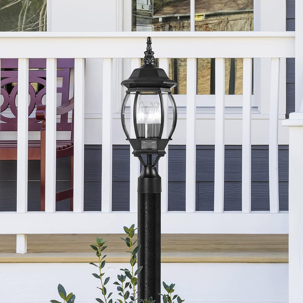 3 Light - 21 in. Post Lantern - Clear Beveled Glass