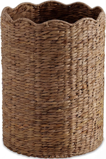 Scalloped Laundry Large Round Hamper, Handwoven Laundry Basket for Clothes, Towels, Blankets, Multipurpose Storage