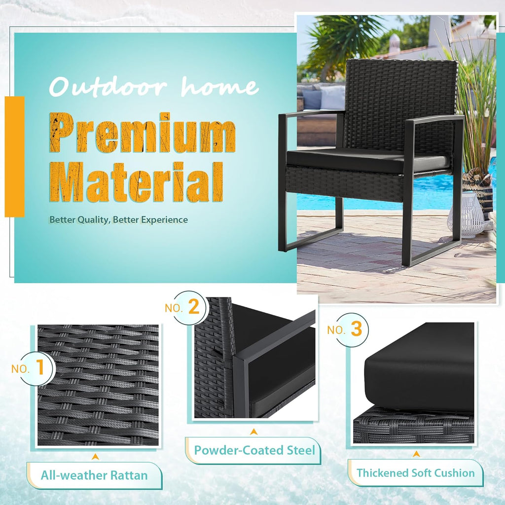 3 Pieces Outdoor Patio Wicker Furniture Set