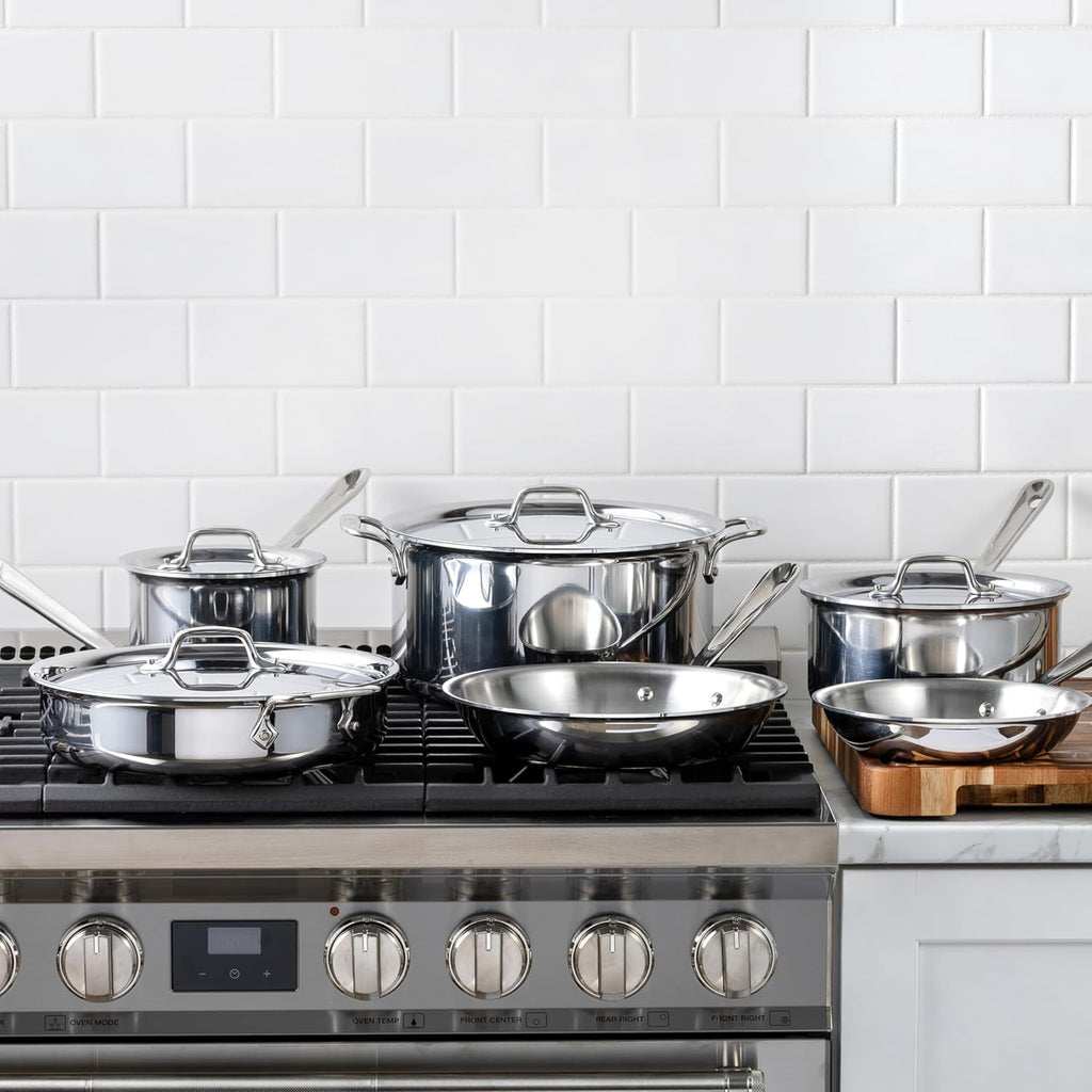 D3 Stainless Steel 10 Piece Cookware Set- USA- Includes Frying Pans, Saucepan, Sautépan, Stockpot - Professional