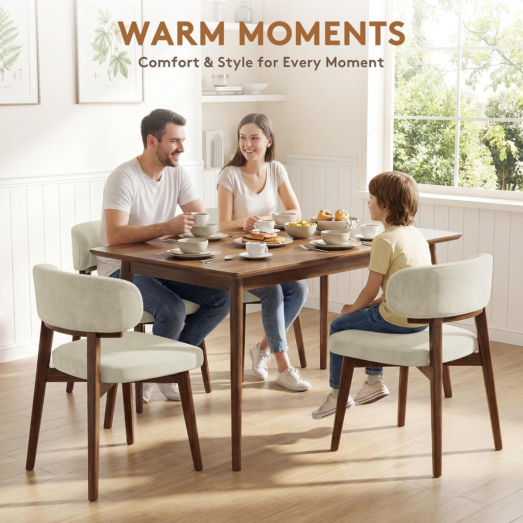 Dining Chairs Set of 2, Modern Upholstered Dining Chairs, Wooden Kitchen Chairs for Dining Room with Ergonomic Curved
