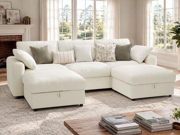 Oversized Cloud Sectional Couches, Modular Sectional Sofa with Wide Deep Seat, Coner Couch with Throw Pillow and