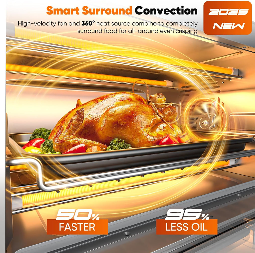 Bravo Pro Convection Air Fryer Toaster Oven Combo, 2025 New and Improved, 10-in-1, 50°-450°F Temp Controls, Quick & Even Crisp Technology, 21Qt Capacity, Stainless Steel, PFAS Free