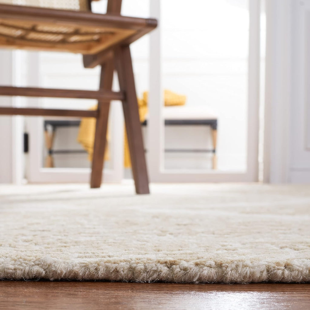 Abstract X-Large Area Rug - 11' x 15', Ivory & Beige, Handmade Wool