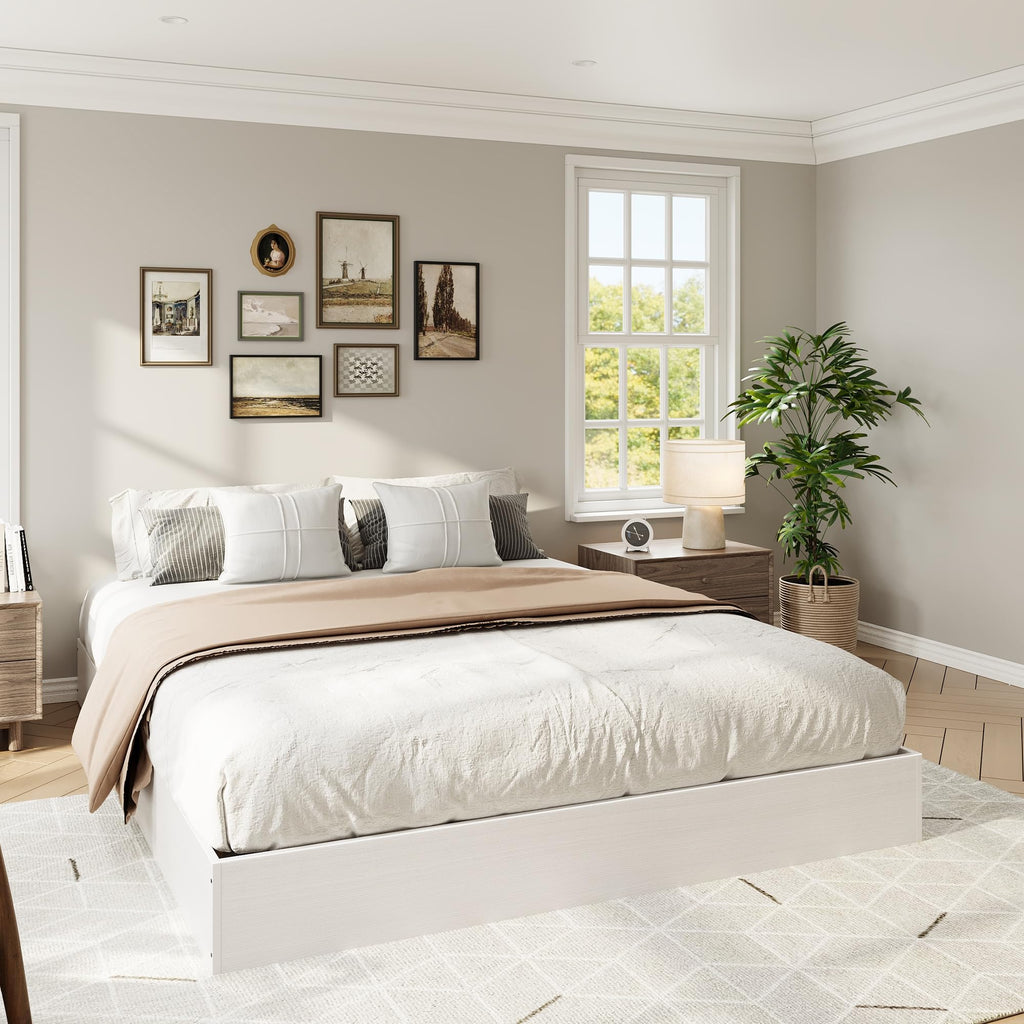 Full Size Bed Frame, Wood Platform Bed with Sturdy Wooden Slats