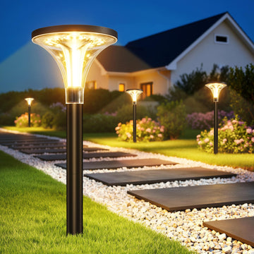 Bright Solar Pathway Lights Outdoor, 6 Pack 29" Tall Solar Powered Garden Lights Waterproof, Auto ON/Off