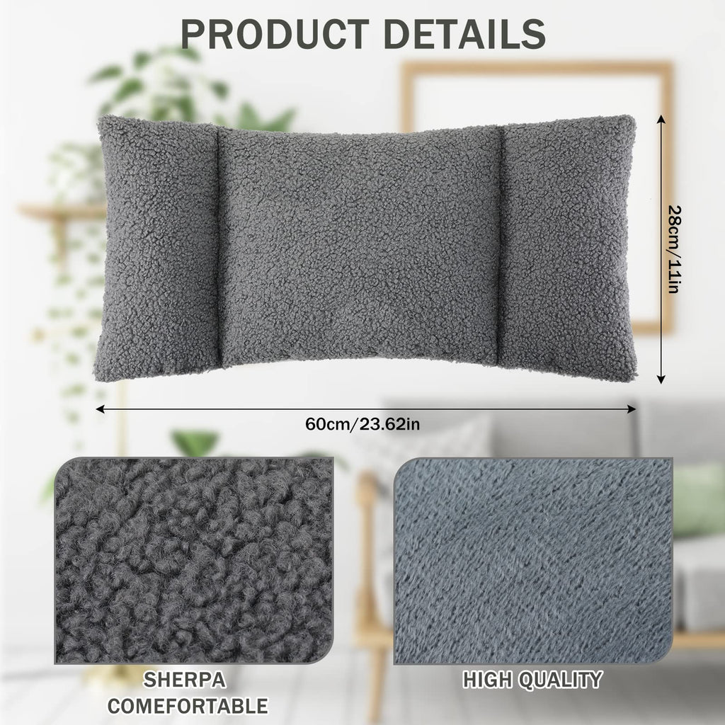 Fleece Lumbar Support Pillow 3 Section Chair, Gray