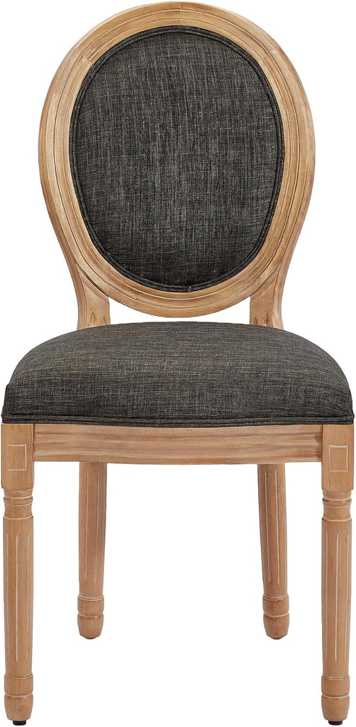 French Dining Chairs Set of 4, Upholstered Dining Room Chairs with Round Backrest, Mid-Century Farmhouse Style, Black