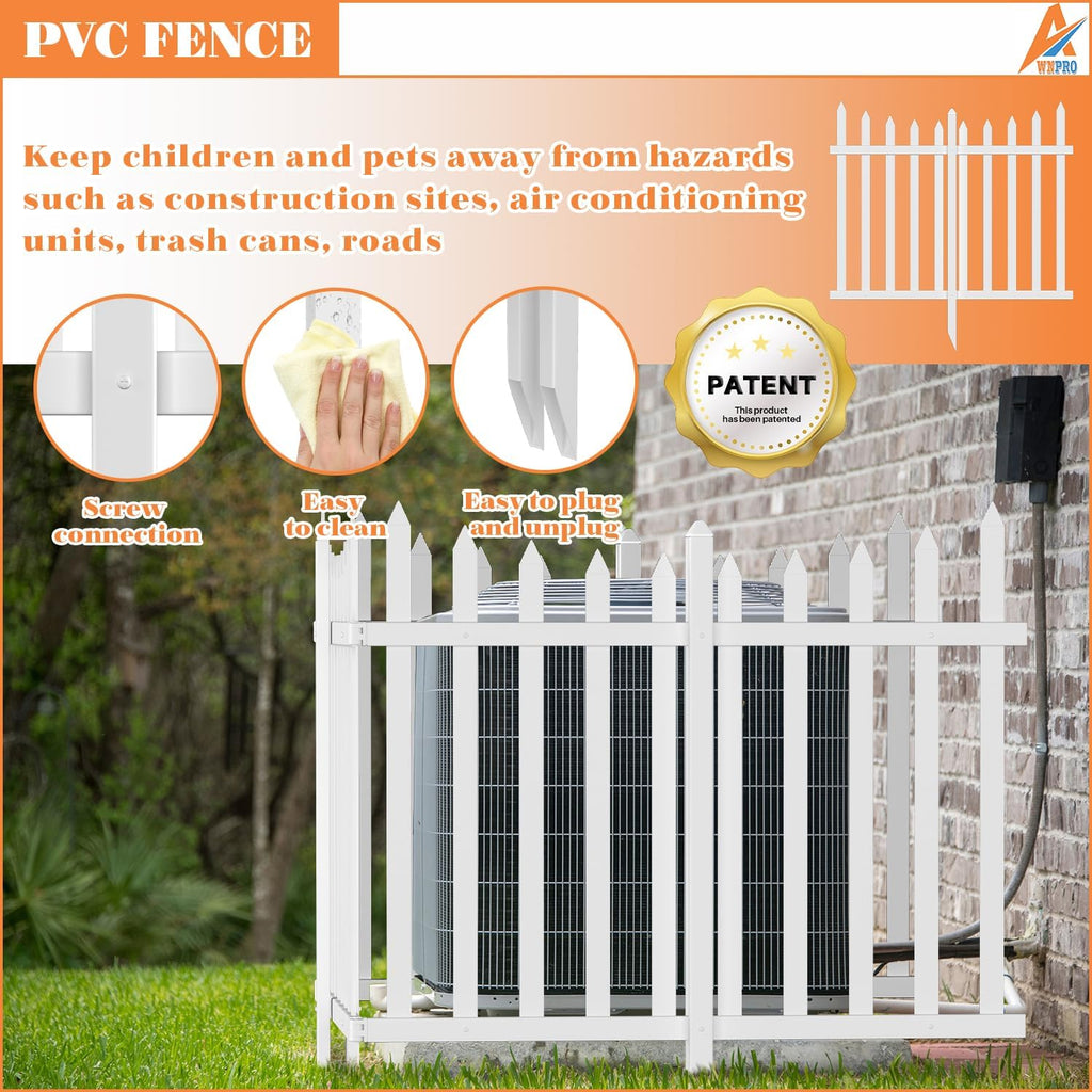 36" H x 84" W No Dig White Vinyl Picket Garden Fence (20 Pickets, Straight for Soft Ground)