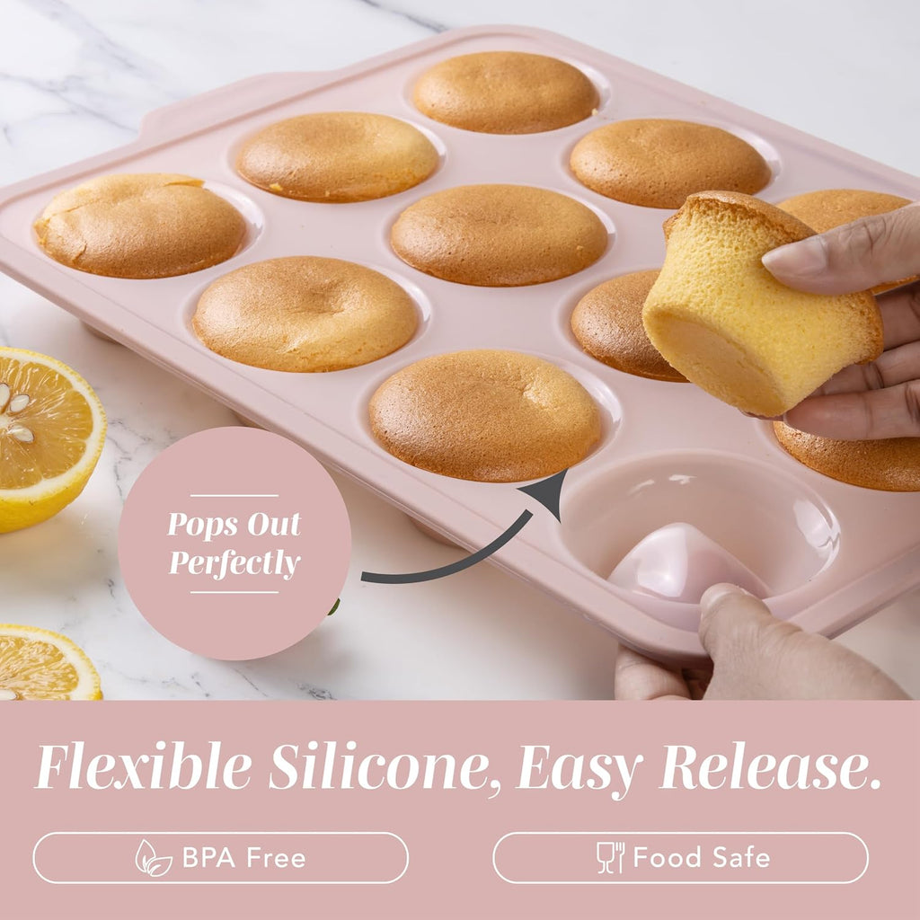 17 Pc. Silicone Pan Set - Non-Stick & Easy Clean Silicone Muffin Pans for with Sturdy Metal Frame for Stability