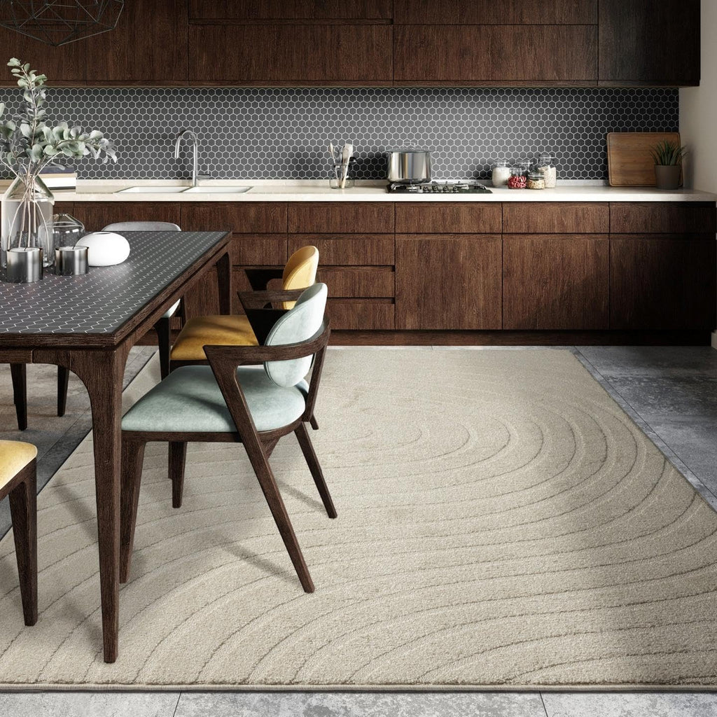 Modern Geometric Wave Cream Area Rug