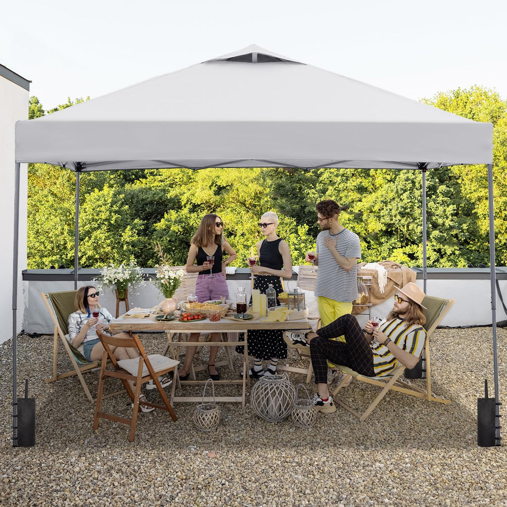10x10 Pop Up Canopy Tent, Outdoor Gazebo with 4 Sandbags, Easy Up Canopy with 3 Adjustable Heights for Events, Parties