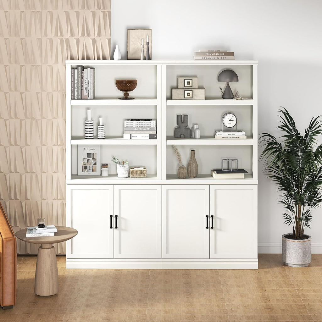 70 Inch Tall Bookcase with Doors, Library Office Bookshelf with Adjustable Shelves