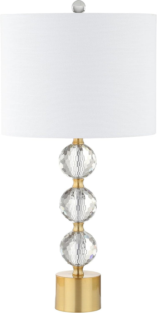 25.25" Clear and Brass Gold Crystal Table Lamp