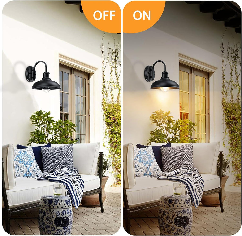 Gooseneck Outdoor Light Fixtures, 2-Pack Farmhouse Barn Lights for Porch