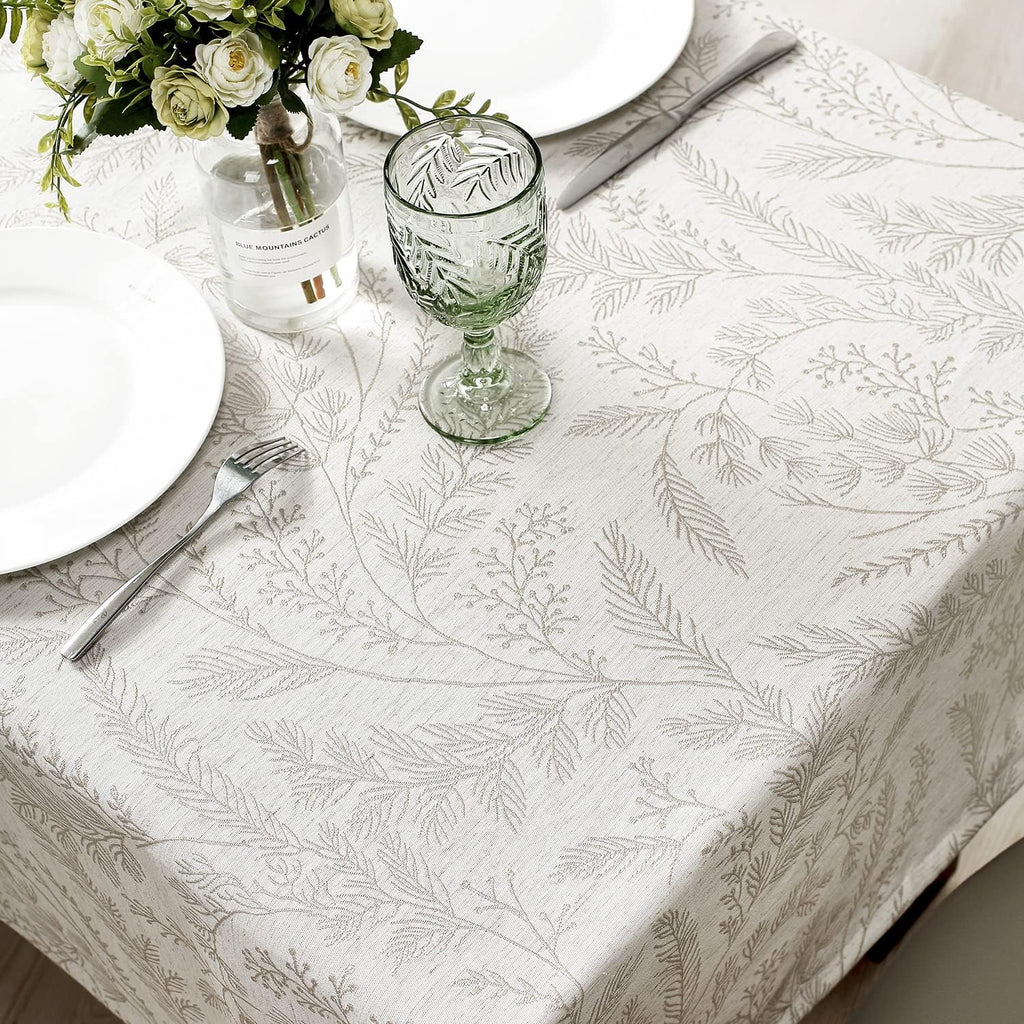 Elegant Damask Tablecloth for 8 Foot Large Rectangle Tables, Wrinkle and Stain Resistant Washable Floral Table Cloth