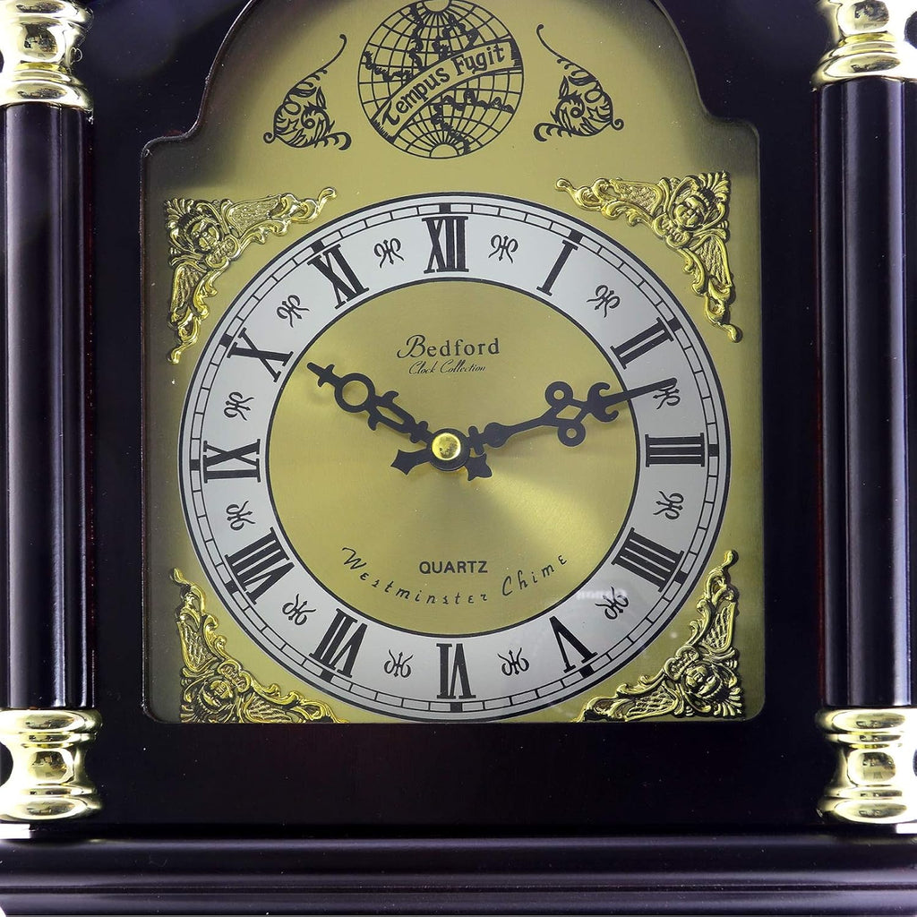 Bedford Clock Collection Antique Mahogany Cherry Oak Chiming Wall Clock with Roman Numerals, 26" L