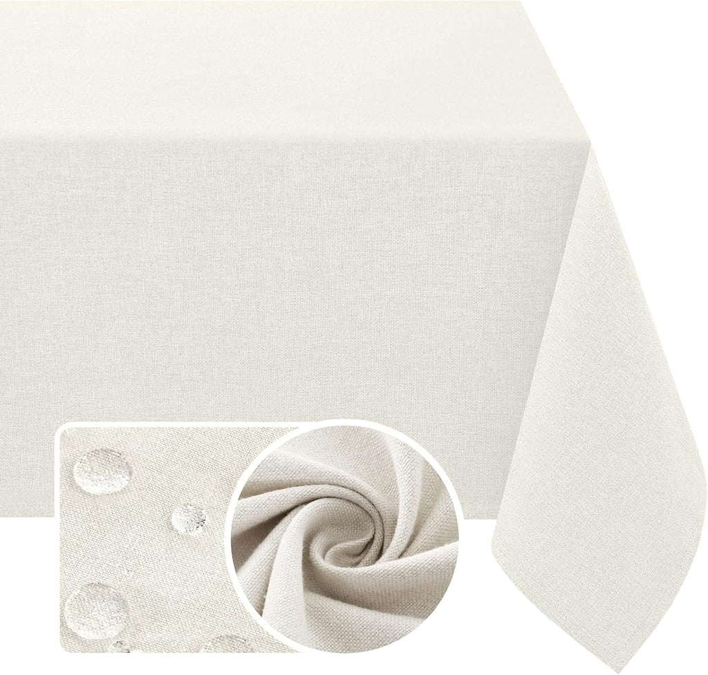 Linen Textured Tablecloth 60 x 102 Waterproof Decorative Table Cloth Spill-Proof Linen Look Cover Ta