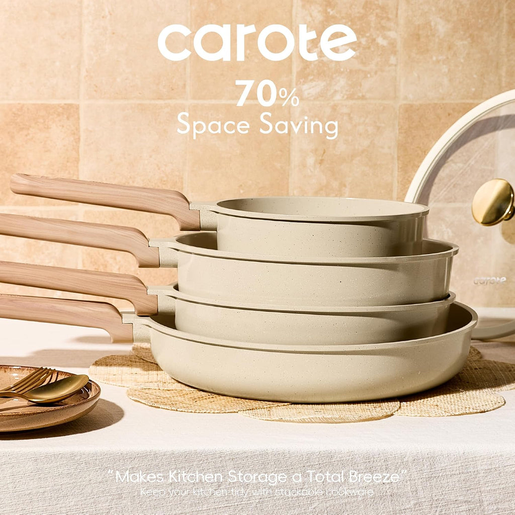 Pots and Pans Set, Ceramic Cookware Set, 14pcs | Healthy Induction Kitchen Set, with Silicone Lids, Easy Clean, Even