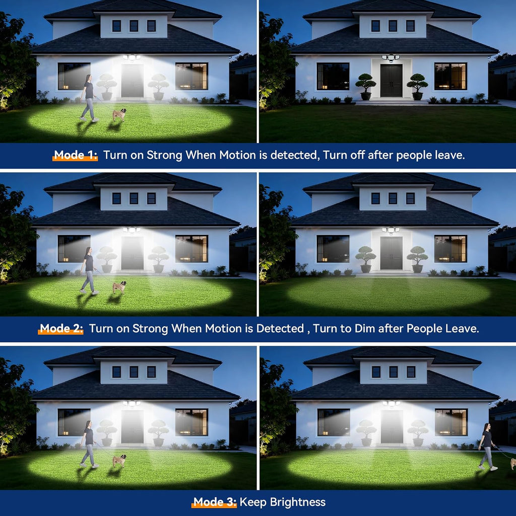 LED Security Lights Motion Sensor Light Outdoor, 7000LM, 6500K, Waterproof, Flood Light Outdoor Motion Detector with