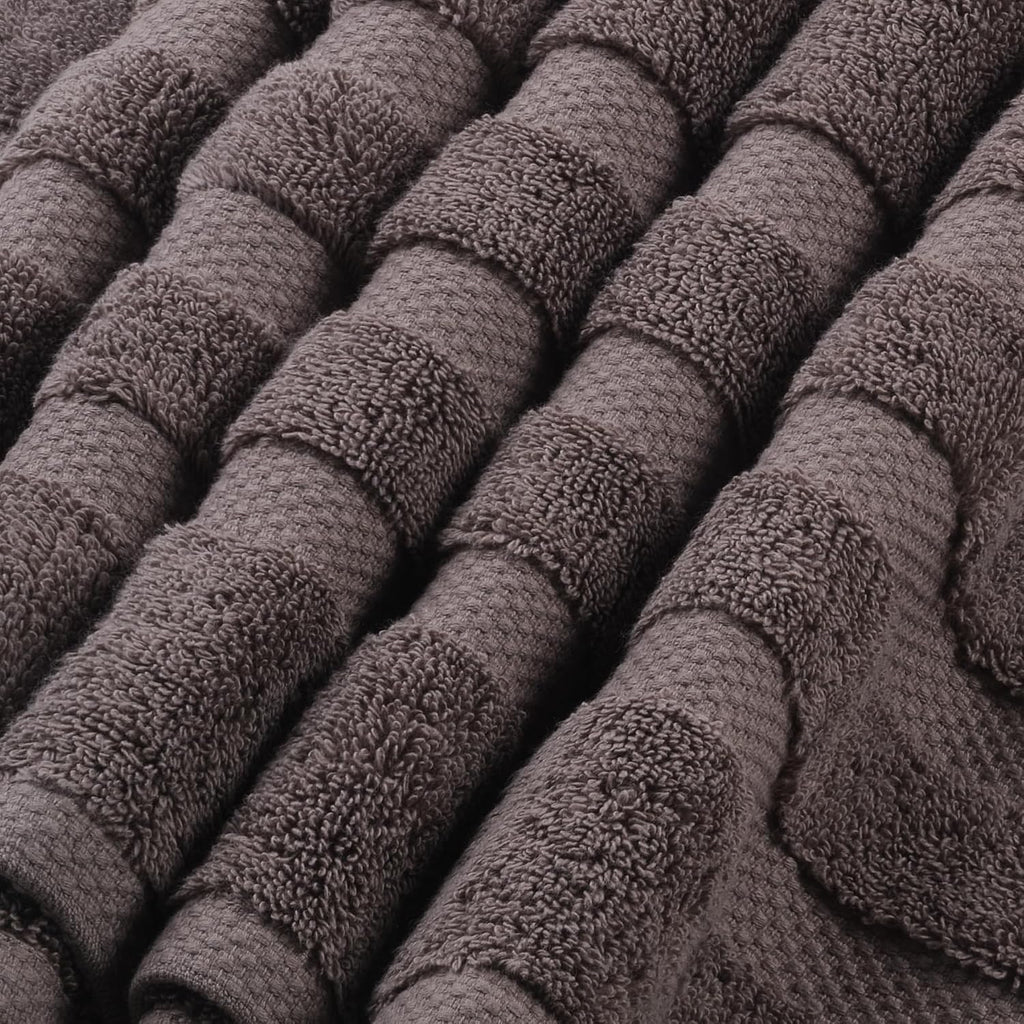 H&L | Olea Luxury Turkish Cotton Bath Towels Set of 6 : 2 Bath Towels 2 Hand Towels 2 Wash Cloths, Dark Gray | Thick