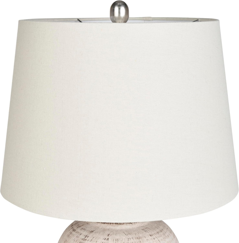 Home 23" Distressed Cream/Beige Rustic Ceramic Jar Table Lamp, Dining Office, with Ivory Shade
