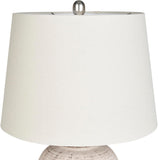 Home 23" Distressed Cream/Beige Rustic Ceramic Jar Table Lamp, Dining Office, with Ivory Shade