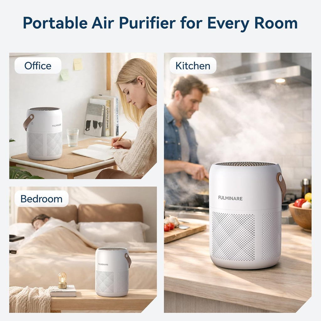 Air Purifiers for Home Bedroom Up to 680 Ft², with H13 HEPA Air Purifier, 360° Intake for Pet Hair, 