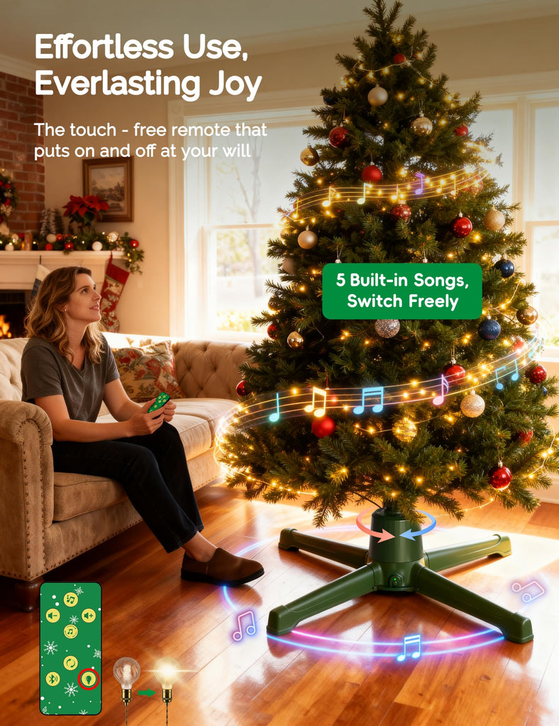 Musical Rotating Christmas Tree Stand with Remote for 9ft Trees