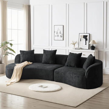 126 Inch Curved Sectional Sofa, Oversized 5-Seater Modern L-Shape Couch with 4 Pillows, Modular Velvet Fabric Sofa
