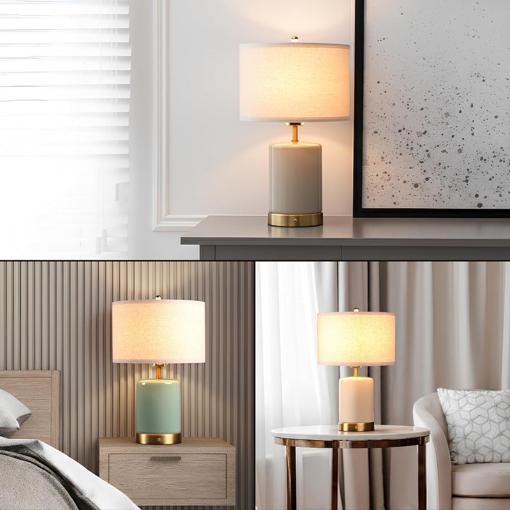 Dune - Battery Powered Table Lamp, Rechargeable Cordless Ceramic Lamp, Full-Size 19.5 Inch Height, Dimmable