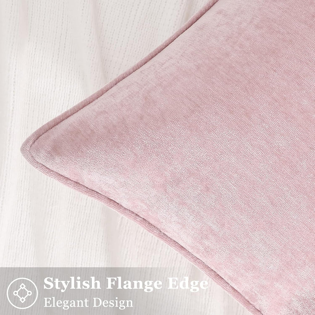 Summer Couch Euro Sham Throw Pillow Covers 22x22 Set of 2, Decorative Soft Velvet Modern Cozy Chenille Pillow Cases