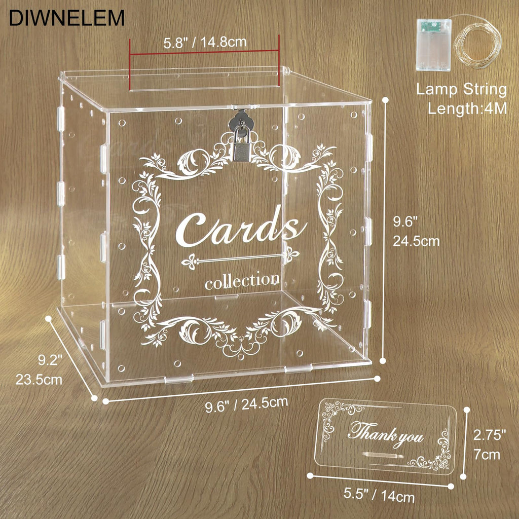 Acrylic Wedding Card Box with Lock Clear Large Letter Envelope Box Acrylic Wedding Gift Card Box Money Box for