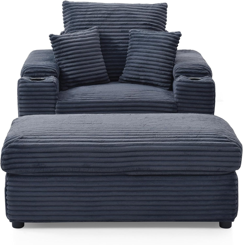 Luxe Oversized Lounge Chair and Ottoman — Grey