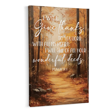Fall Christian Wall Decor, Autumn Nature Forest Thanksgiving Bible Verse Framed Canvas Painting Wall Art Decor