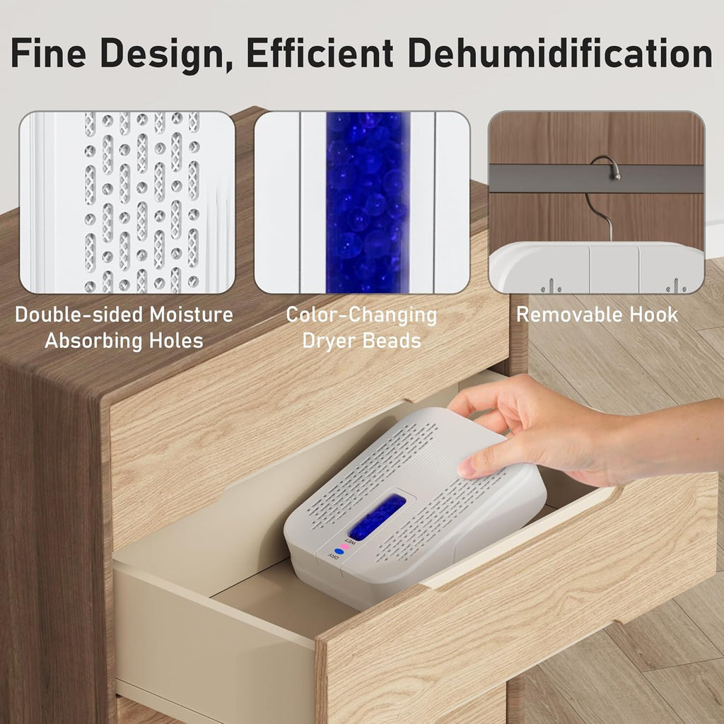 Rechargeable Small Dehumidifier, Pack of 2, Portable Mini Dehumidifier for Bathroom, Highly Efficient Dehumidification