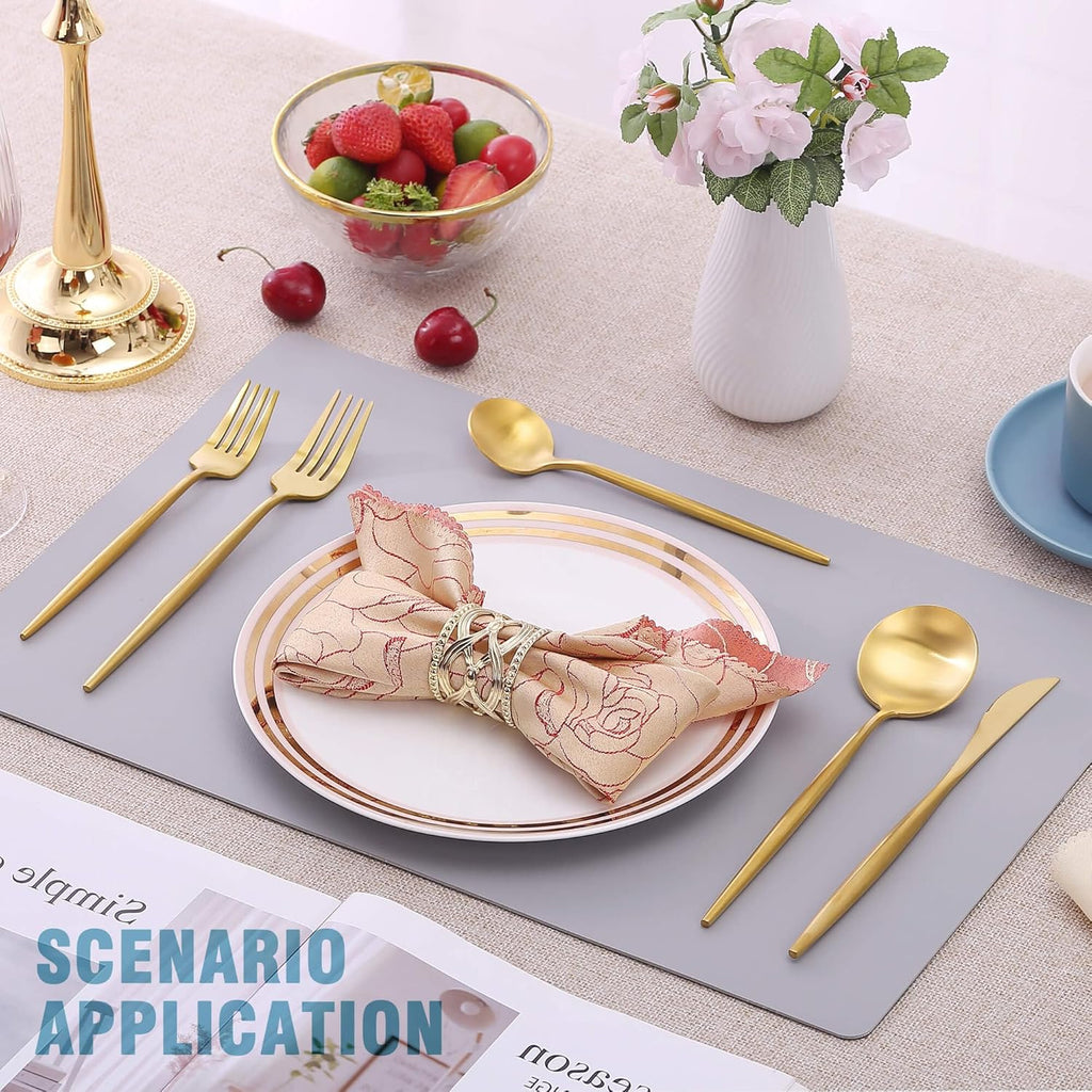 Matte Gold Silverware Set for 8,Modern Stainless Steel Brushed Cutlery Set,40-Pieces Heavy Duty Flatware Set