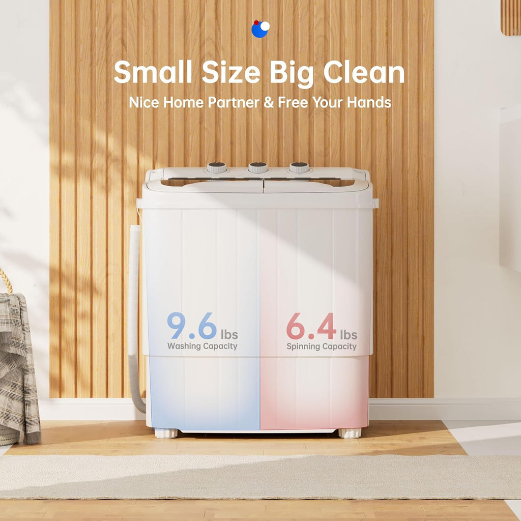 16Lbs Portable Washing Machine, Compact Single Tub Laundry Washer with Spin Dryer, Mini Semi-Automatic Washing Machine
