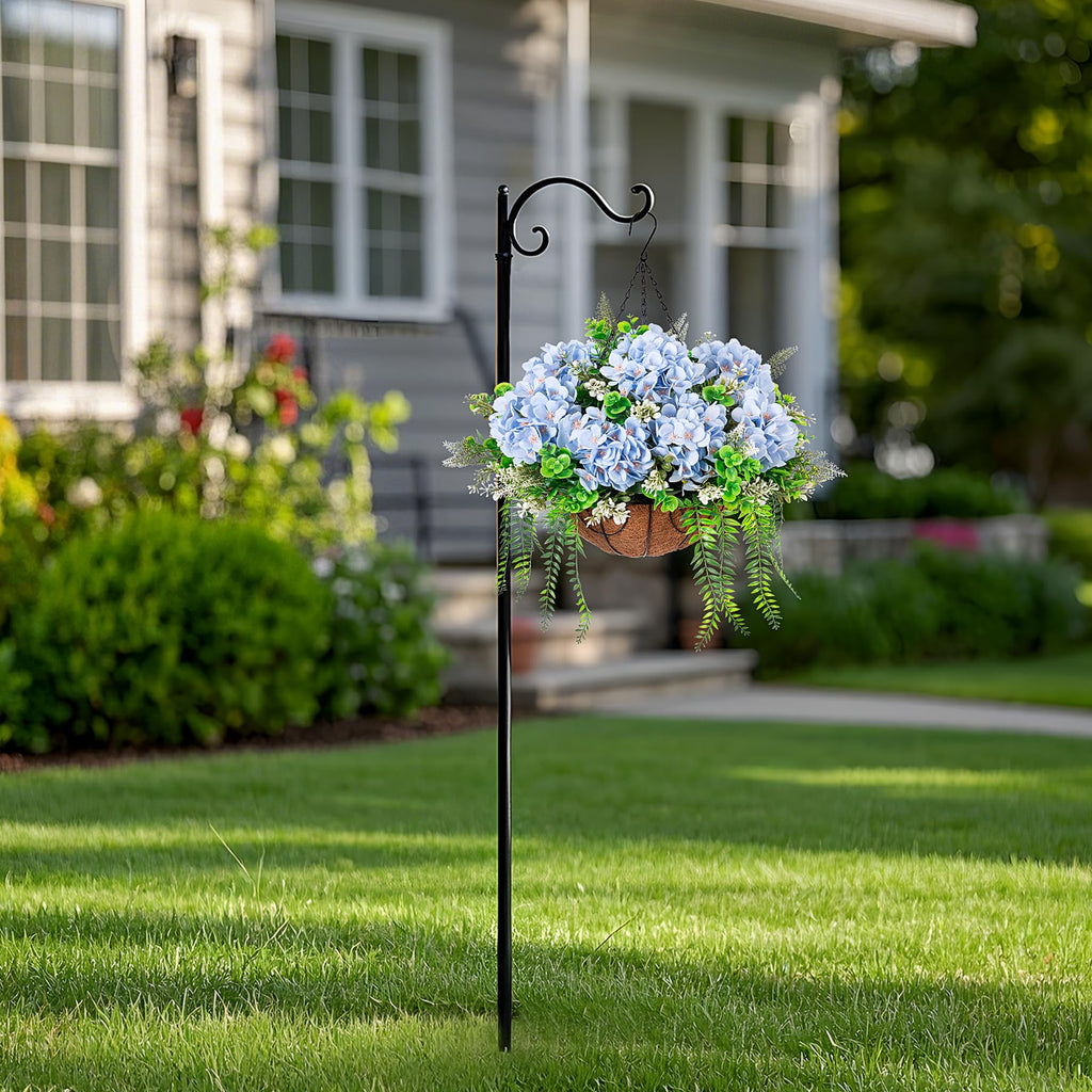 Artificial Blue Hydrangea Flowers with Hanging Basket Decor