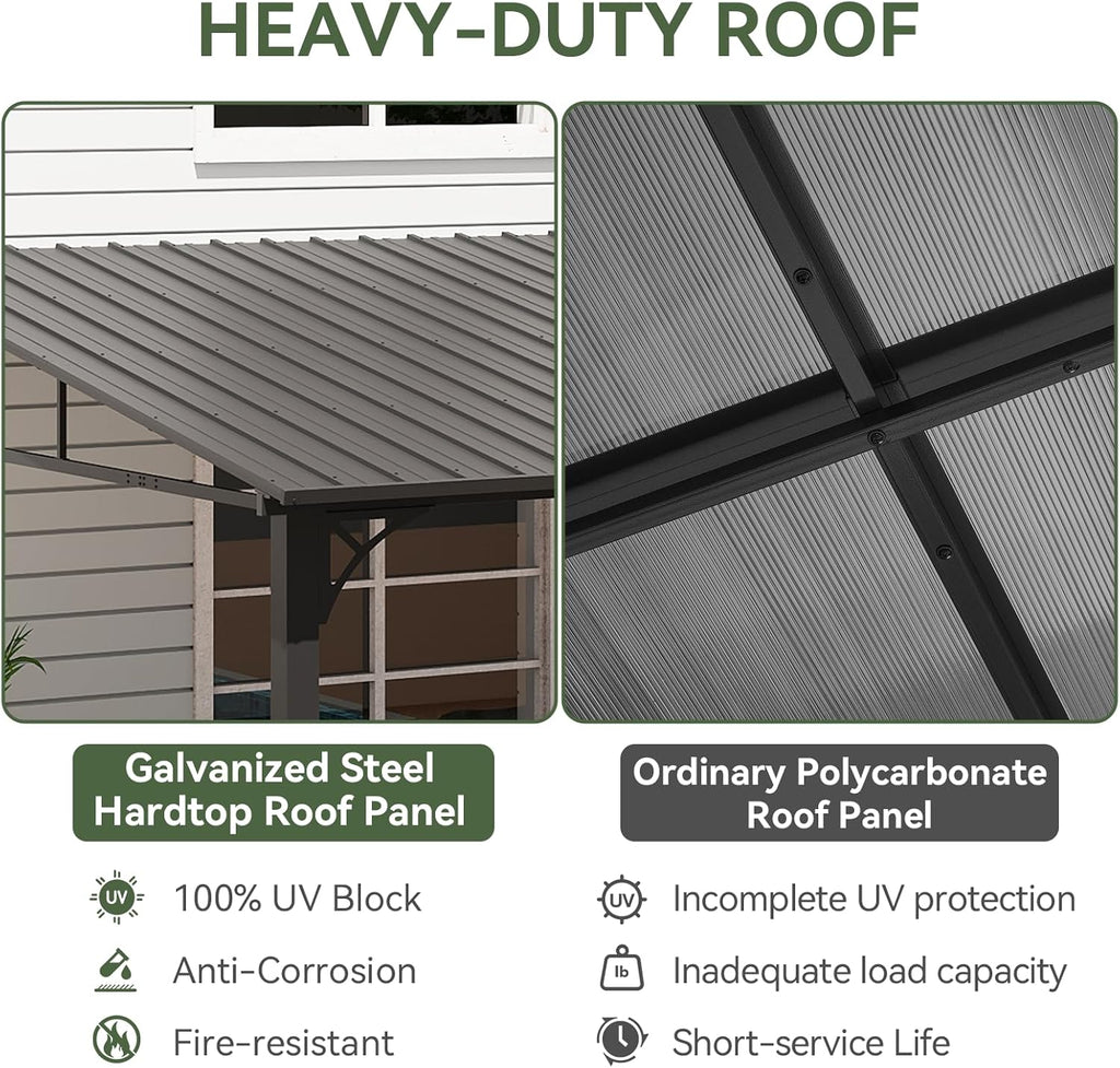 10' x 14' Lean to Gazebo, Upgraded Hardtop Outdoor Pergola w - Image 4